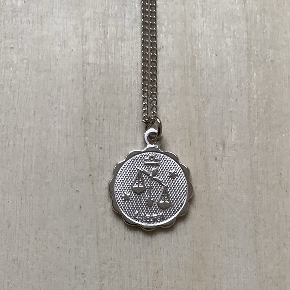 Jewelry - Libra Zodiac dainty pendant charm necklace New vintage STER silver